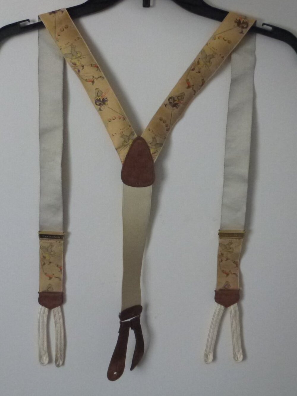 Vintage Trafalgar Limited Edition Silk Braces Chinoiserie Kite Print Suspenders - Picture 3 of 6